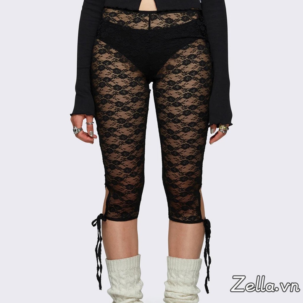 Quần ren Capri nữ Quần thường ngày Cutout Quần co giãn xuyên thấu cho hàng ngày