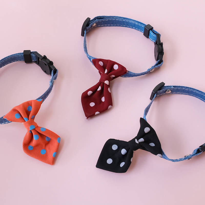 【Ready Stock】 Special Offer Pet Collar Cat Dog Bell Safety Buckle Gentleman Tie British Style Wedding Dot QNuP