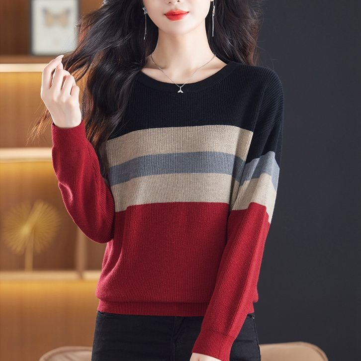 Áo dệt kim áo mặc trong Dễ phối thu đông cỡ lớn rộng rãi mẫu mới thu đông cho nữ