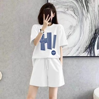 Set đồ nữ, Quần đùi kèm áo phông nữ mẫu HI size 40-70kg , Đồ bộ nữ mặc ở nhà chất liệu thoáng mát, Đồ Ngủ nữ