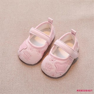 Mg-baby Girl Đế Mềm Thêu Chống Trơn Trượt Đế Mềm Mary Jane Giày Đi Bộ Thông Thường Cho Bé Sơ Sinh Tập Đi