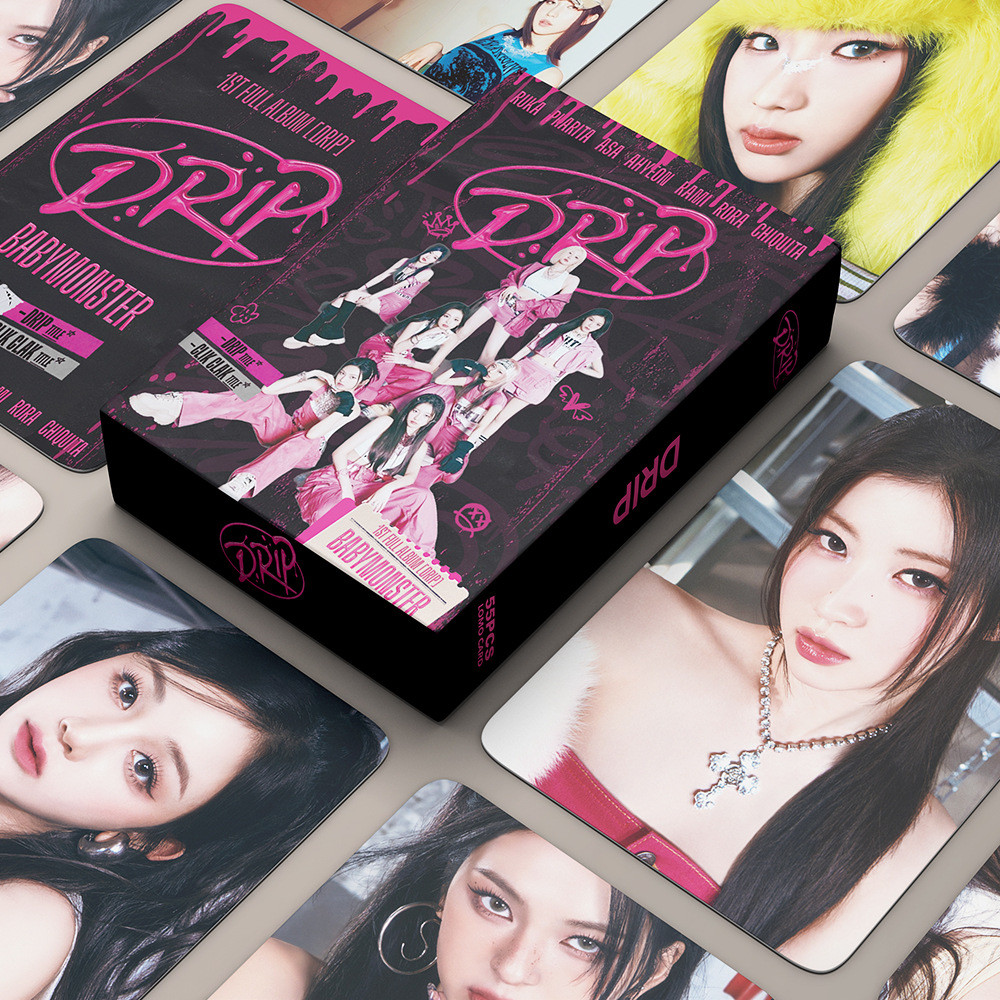 HK1 55 Cái / bộ BABYMONSTER 1ST FULL Album DRIP RAMI Ruka AHYEON thẻ ảnh hai mặt LOMO thẻ KH1