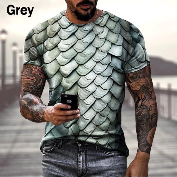 Áo thun nam in 3D da rắn thời trang đường phố-áo cá tính ngầu, S-5XL cỡ