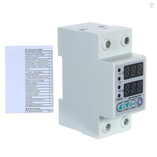 63a 220V Din Rail Có Thể Điều Chỉnh Trên Điện Áp Và Dưới Điện Áp Bảo Vệ Thiết Bị Bảo Vệ Rơ Le Qua Dòng Bảo Vệ Nhà Sử Dụng Màn Hình LED Kép