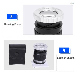 Cân LED Loupe 30X Kính lúp có thể điều chỉnh Kính lúp loại xi lanh kim loại Gương có tỷ lệ Gương đọc sách cỡ nhỏ Kính lúp trang sức với 3 đèn LED 3 đèn UV Trắng
