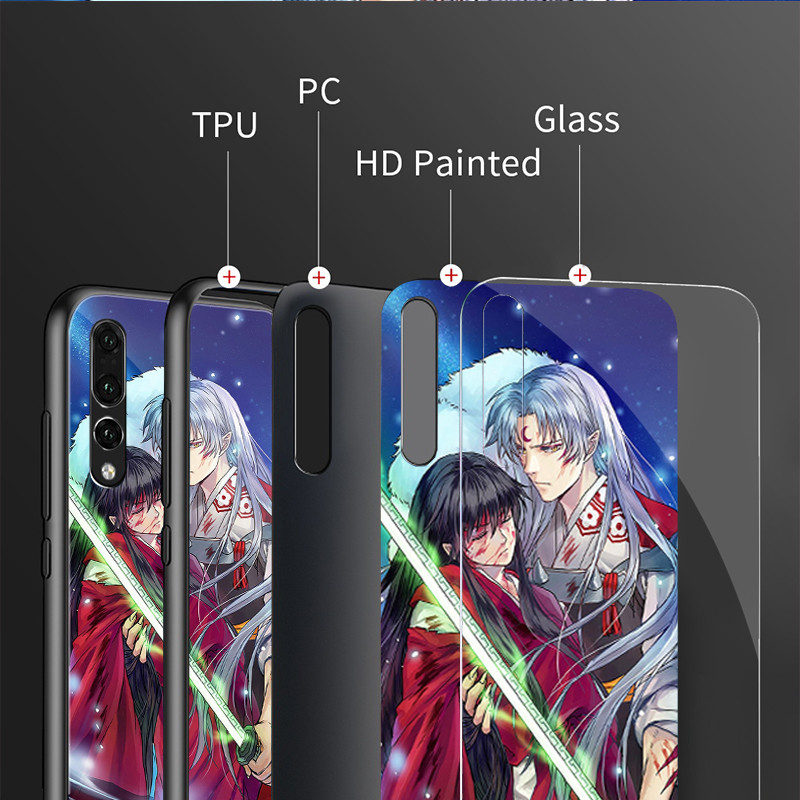 Ốp Điện Thoại Kính Cường Lực Inuyasha 01 Cho Samsung Galaxy S9 Plus S10 S10e S20 FE S20 Plus S21 S22 S23 S24 Ultra Cover