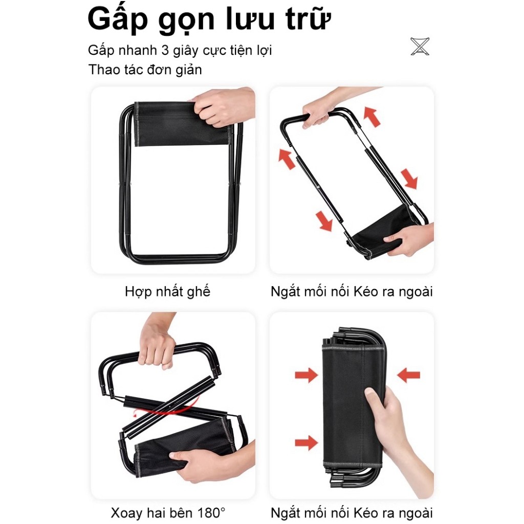 Ghế gấp dã ngoại di động, ghế câu cá, kích thước siêu nhỏ 30*13cm