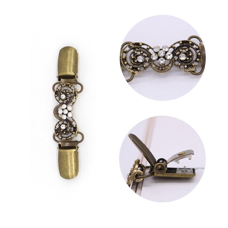 [Yunyuan] Mới Châu Âu Và Mỹ Xuân Hè Áo Len Retro Khăn Choàng Kẹp Cổ Khăn Kẹp Mỏ Vịt Kẹp Trâm Phụ Kiện