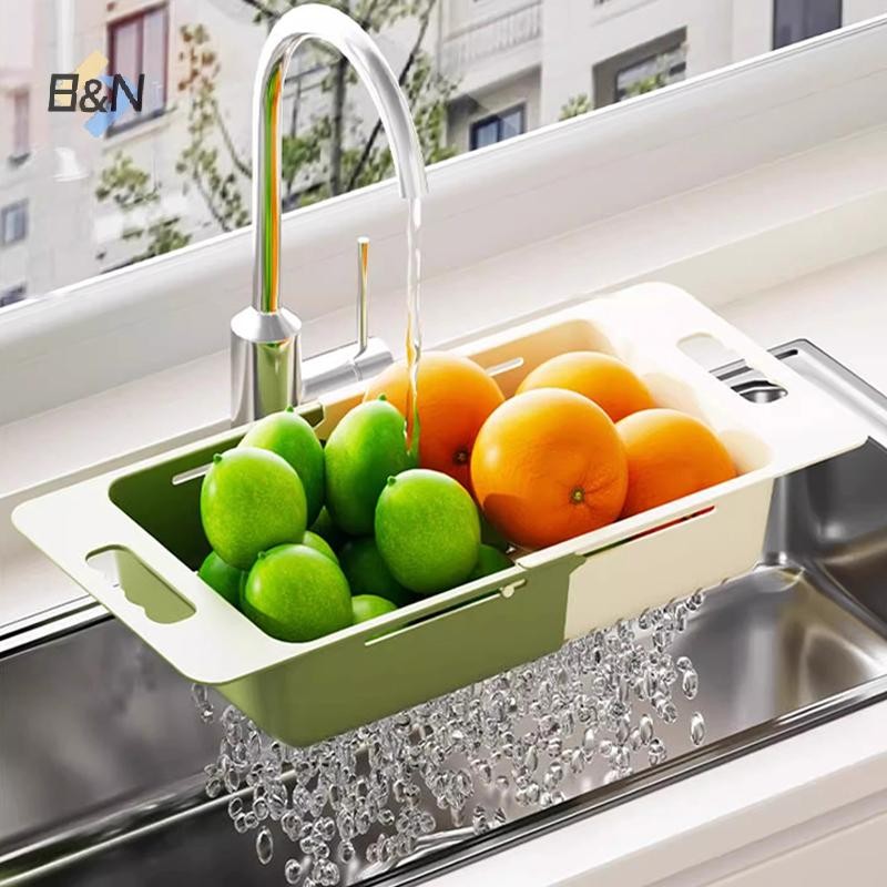 Nhà bếp B & N Có thể mở rộng trên bồn rửa Giỏ thoát nước mỏng có thể mở rộng Đa chức năng Caddy Giá đỡ thoát nước không đục lỗ.