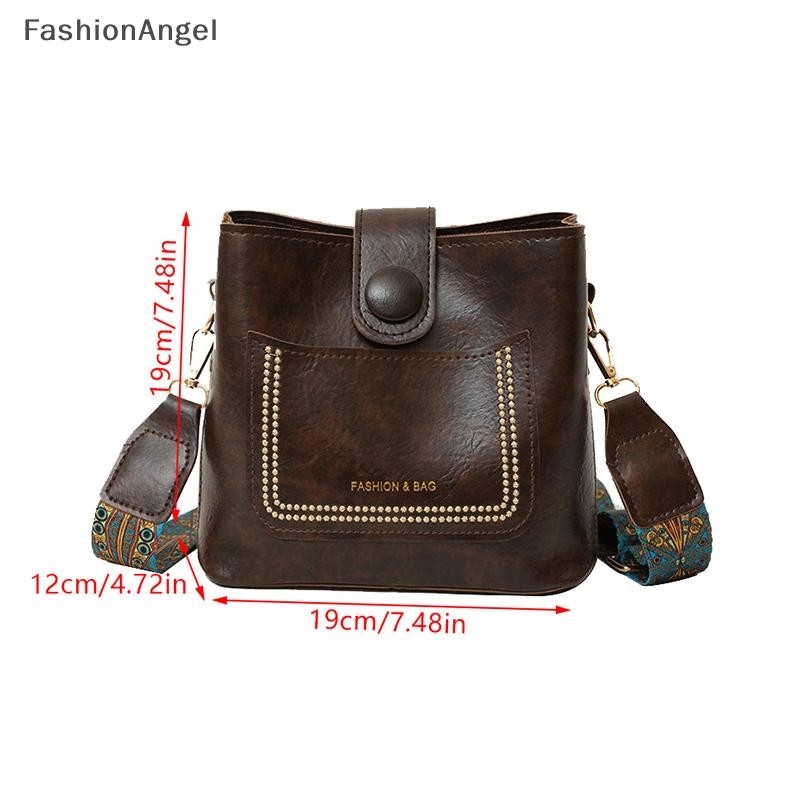 FashionAngel Vintage Đơn Giản Da Xô Đeo Ngang Túi Nữ Thiết Kế Sang Trọng Túi Xách Nữ Đen Đeo Vai VN