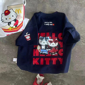 Áo thun ngắn tay cotton mới mùa hè cho bé gái, in hình hoạt hình dễ thương, áo trẻ em thoải mái