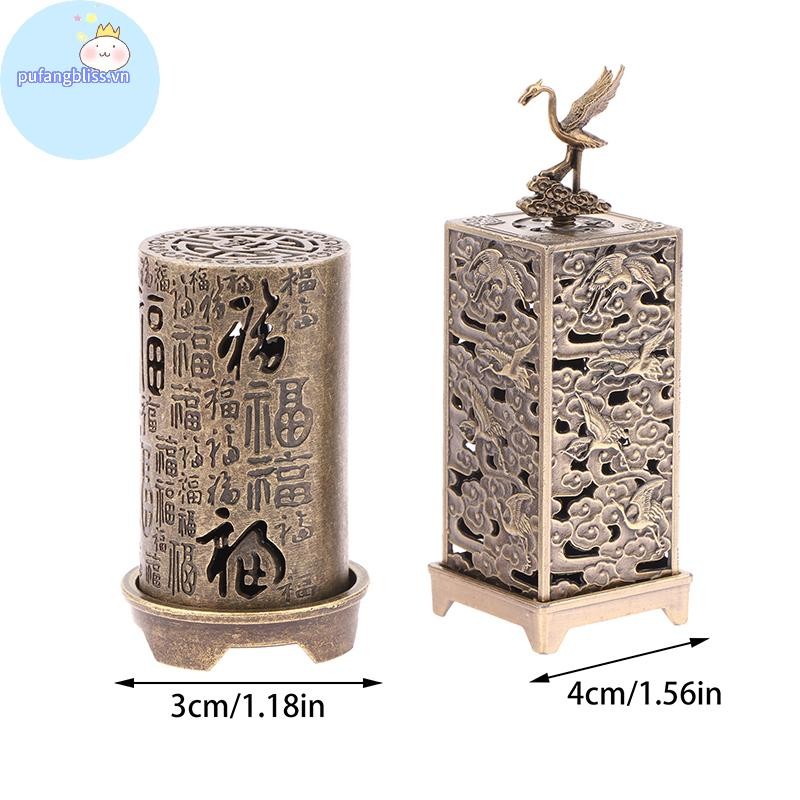 Pufangbliss Hợp Kim Lư Hương Giá Đỡ Vuông Xi Lanh Dọc Lư Hương Trong Nhà Hương Trang Trí Nhà Hương Trung Quốc Lư VN