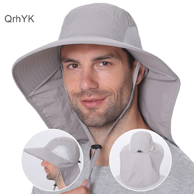 Nhà máy thời trang Mũ chống nắng vành rộng dành cho nam có thể tái tạo, có thể điều chỉnh và chống thấm nước có lưới dệt, thích hợp để đi bộ đường dài và cắm trại QrhYK