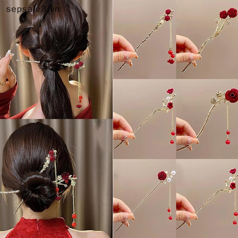 # sepsale # Kẹp Tóc Hoa Hồng Retro Cho Nữ Phong Cách Trung Hoa sel Kẹp Tóc Kẹp Tóc Hoa Handmade Kẹp Tóc Mũ Ngày Lễ Tình Nhân.