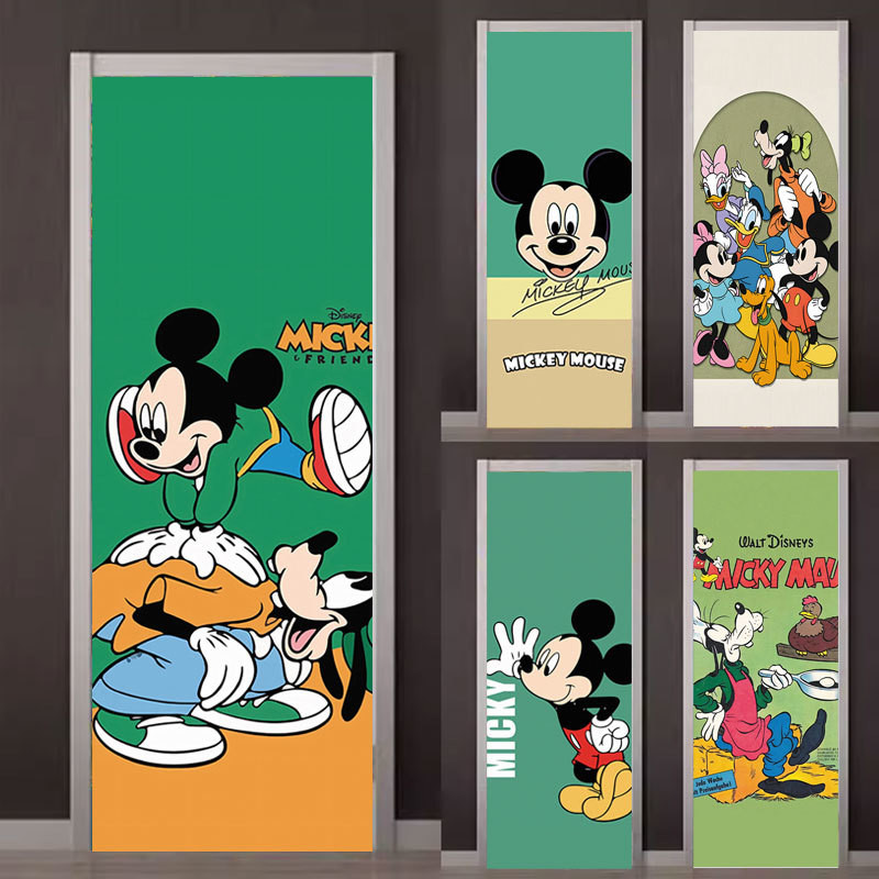 Tủ Quần Áo Disney Phòng Dán Trang Trí Chuột Mickey Cửa Trượt Sáng Tạo Cửa Tự Dính Tân Trang Hoạt Hình Dán Trẻ Em 4.15