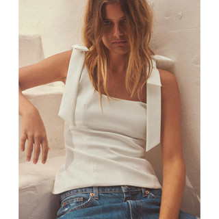 Áo kiểu Zara made in Morocco 2 dây nơ vai trẻ trung nữ tính