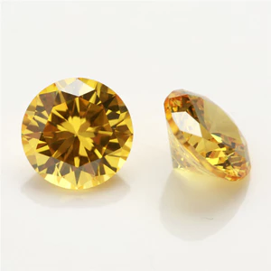 5A Vàng Vàng Tròn Cắt CZ Đá 15 / 30 Chiếc 4 Mm ~ 10 Mm Rời Cubic Zirconia Cho Trang Sức DIY