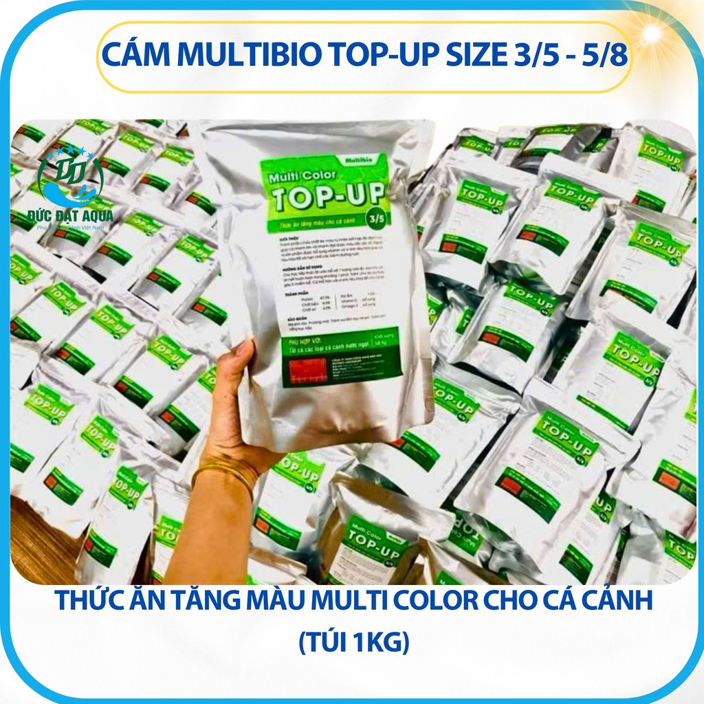 Cám Multi Color TOP-UP size 3/5 - 5/8- Thức Ăn Tăng Màu Multi Color Cho Cá Cảnh (Túi 1kg) chính hãng 2