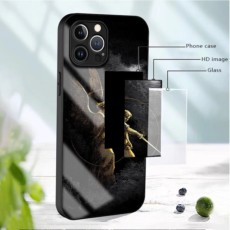 Ốp Điện Thoại Thủy Tinh St Michael The Archangel 03 Cho IPhone 16 15 14 13 12 11 Pro XR XS Max Plus Mini X XR 8 7 6s SE2 / 3