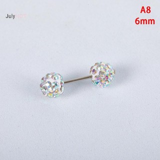 JULYHOT Thời Trang Thép Titan Unisex Nam Nữ Tròn Pha Lê Zircon Tai Bông Tai Thời Trang Sáng Bóng Sụn Xuyên Trang Sức Massivedeals