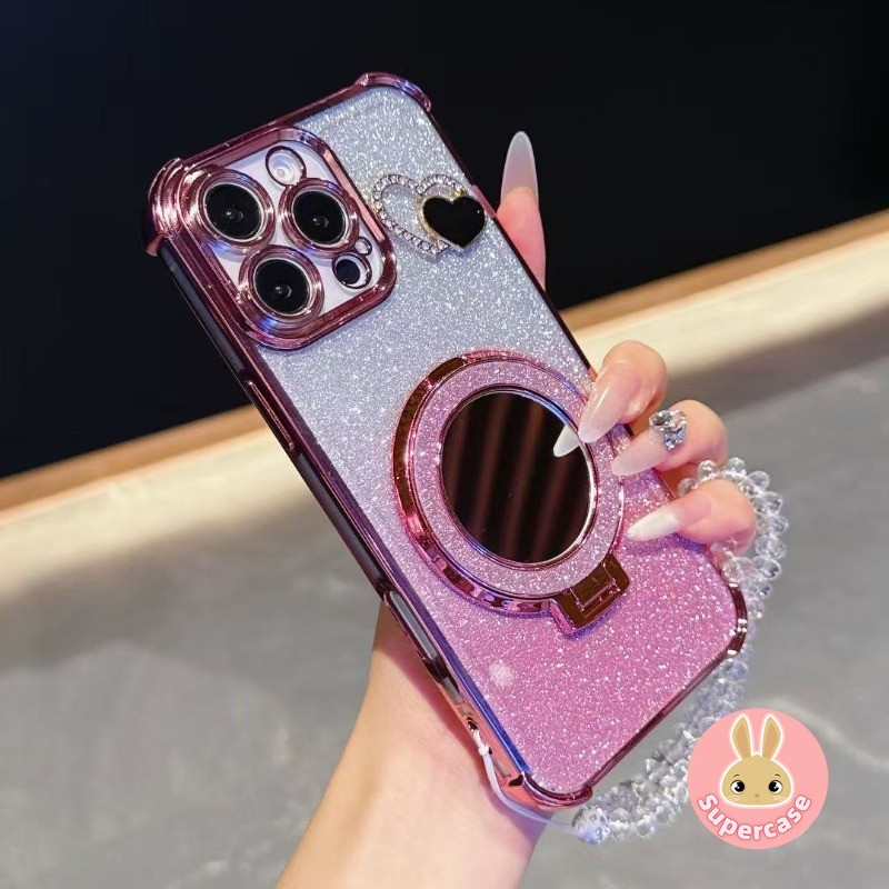 Ốp Điện Thoại Đứng Gương Sang Trọng Cho Moto G86 G84 G72 G60 G60S G56 G54 G52 G40 Fusion G30 G24 G20 G10 Edge 60 50 Pro Neo Fusion G06 G05 G04 E14 Vỏ Mạ Bling Có Dây Đeo