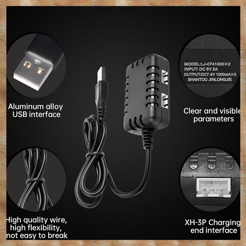 [S Z] Bộ sạc 2 trong 1 2S 7.4V có đầu nối XH-3P cho ô tô & xe tải RC AX24 SCX24, pin Lithium 7.4V 2S