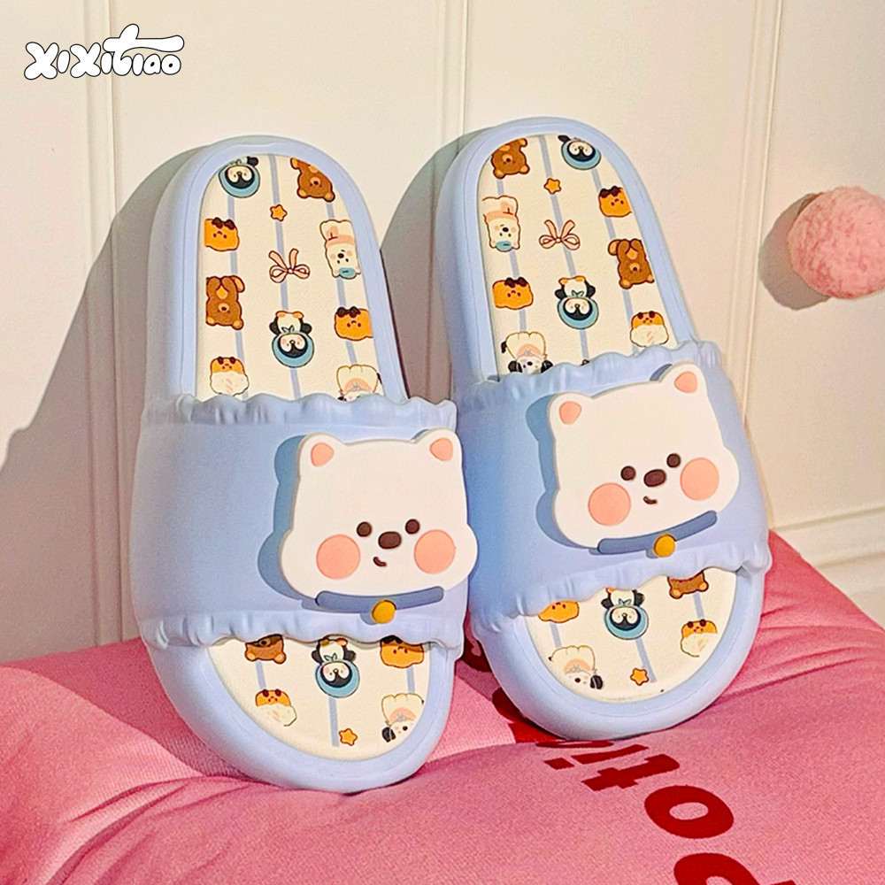 XIXITIAO Dép Chó Con Dễ Thương Mùa Hè Nữ Sinh Thời Trang Đế Mềm Nhà