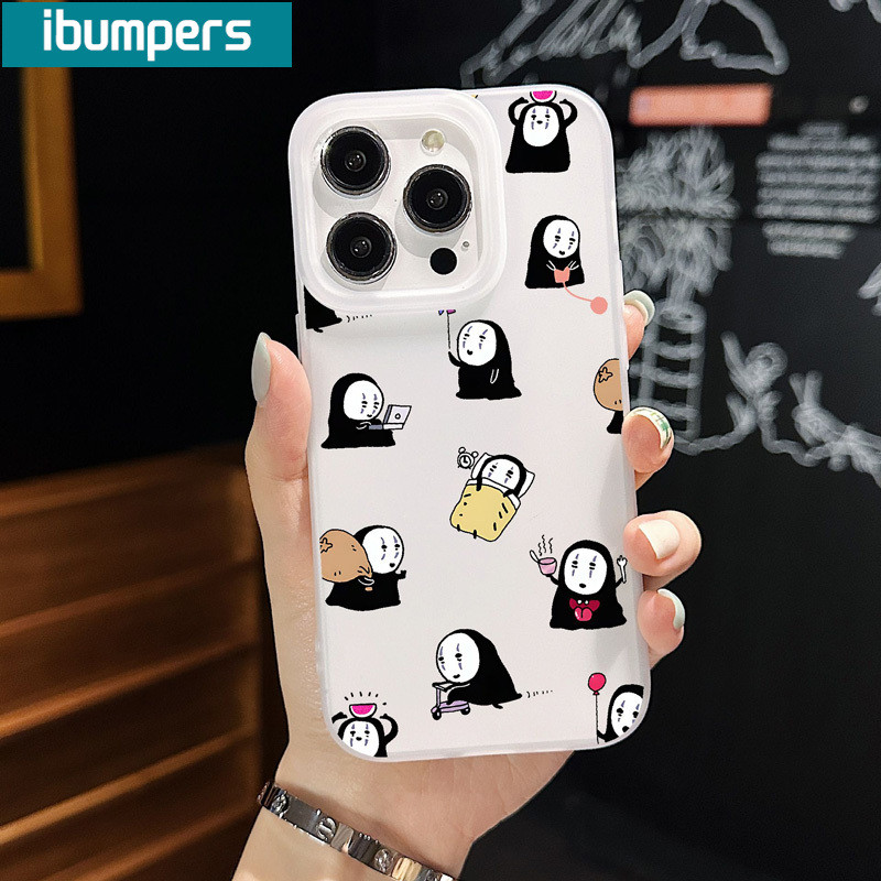 ibumpers Ốp Lưng iPhone Cute Anime No Face Họa Tiết Ốp Điện Thoại Trong Suốt Mềm TPU nhám Mờ Mềm Chống Sốc Chống Bẩn Cho Iphone 16 15 14 12 13 11 Pro Max IP 7 8 Plus X XS XR