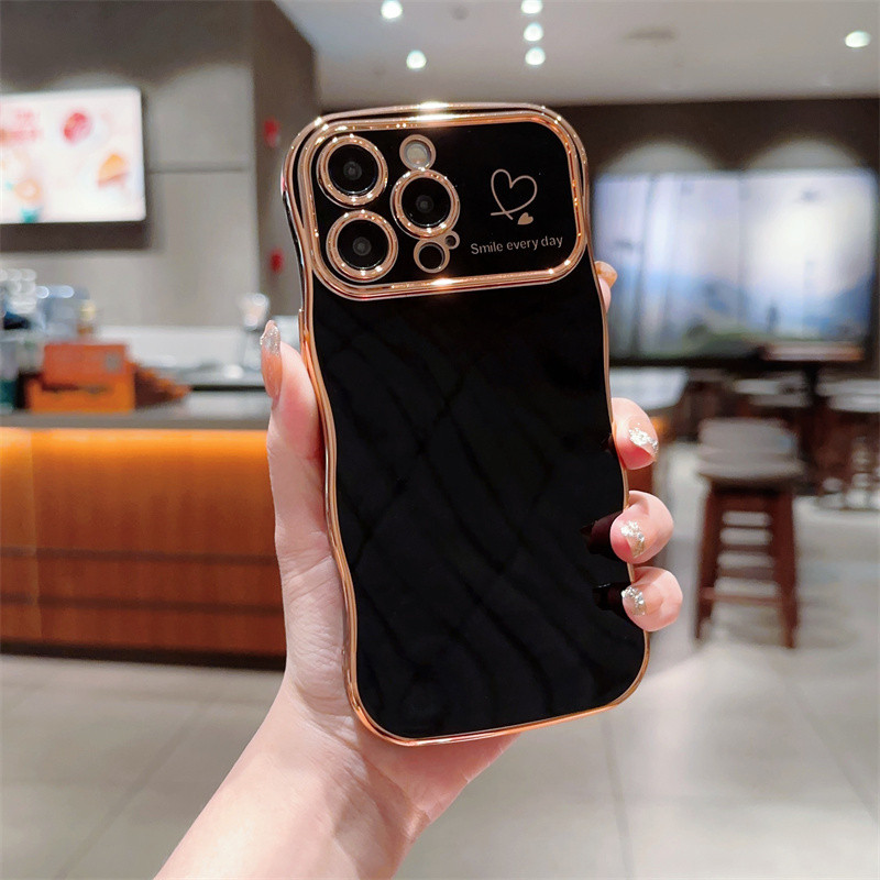 Ốp điện thoại TPU mềm mạ Luxur cho iphone 16 15 14 Pro Max Plus Side Love Heart Vỏ chống sốc