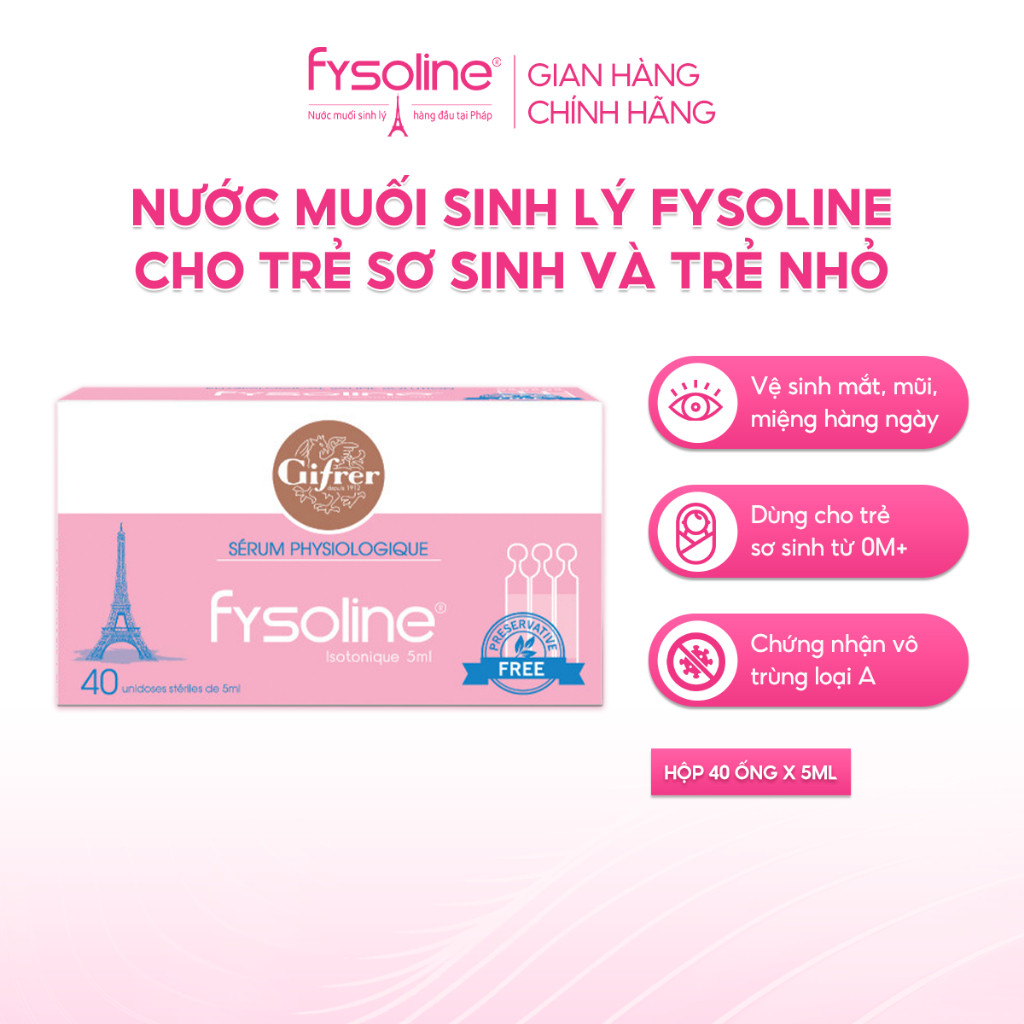 Combo Nước muối sinh lý FYSOLINE Hồng 40 ốngx5ml, Xanh 20 ốngx5ml và Vàng 20 ốngx5ml (Date T4.2027)