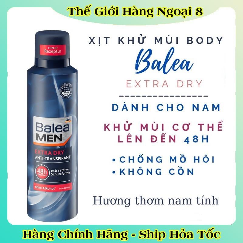 Xịt khử mùi cơ thể Balea Men Đức 200ml ngăn mồ hôi, hương thơm nam tính -Date mới nhất