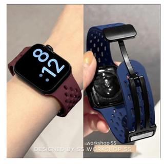 Thích hợp cho Apple Watch iWatch Series 10 46mm 9 8 7 SE Dây đeo đồng hồ silicon gấp từ tính Ultra 49mm.45mm.44mm.40mm.41mm.42mm.38mm.