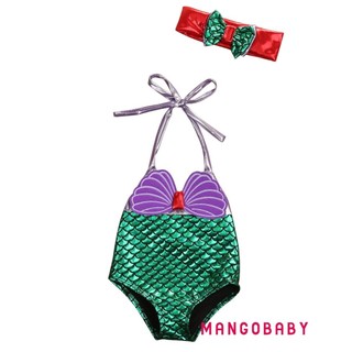 Mg-kid Girl One Piece Bikini Shellfish Cân Nàng Tiên Cá In Ren Đồ Bơi Quần Áo Mùa Hè