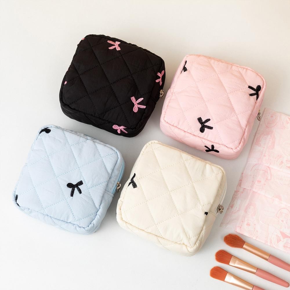 Túi đựng khăn ăn vệ sinh BAMBOOB, Túi đựng đồ trang điểm nhỏ có nơ, Túi ly hợp Mini Cotton Coquette dành cho nữ