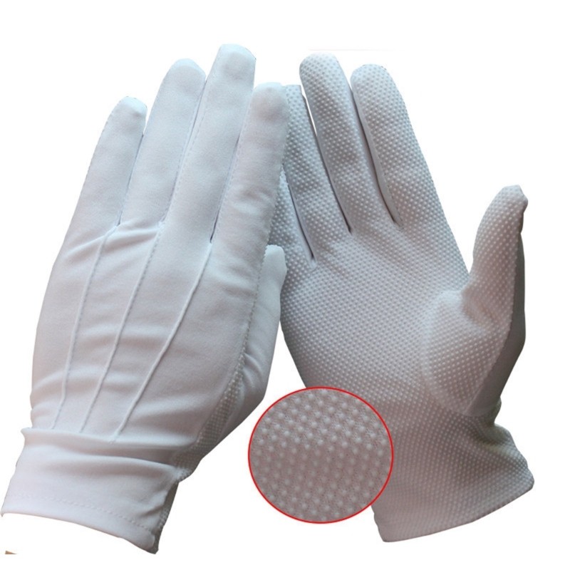 Pealike Antislip Chấm Găng Tay Trắng Trang Trọng Tuxedo Diễu Hành Bảo Vệ Găng Tay Nghi Thức Găng Tay
