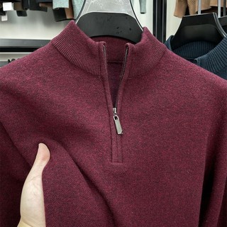 Áo Len Cao Cấp Nam Nửa Cổ Rùa Dây Kéo Áo Len Nam Dày Ấm Áp Mùa Đông Màu Trơn Top Đan Áo Len Đáy