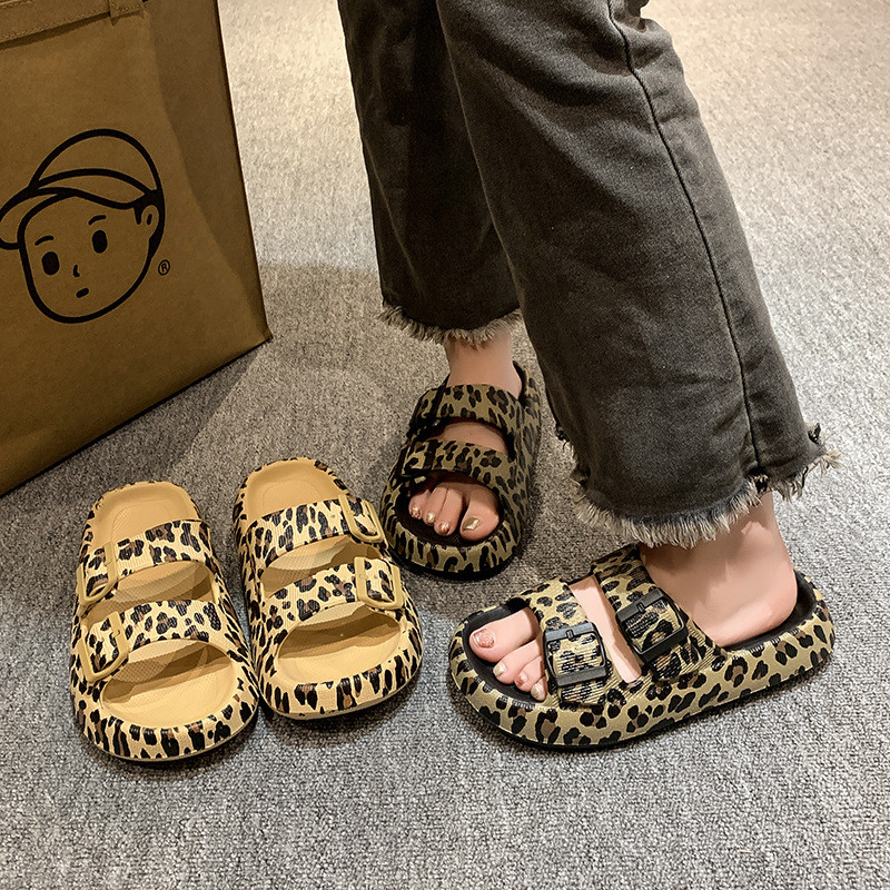 Da Báo In Flip-Flops Đi Biển Dép Nữ Mùa Hè Mặc Ngoài Đi Biển Dép Đế Dày San