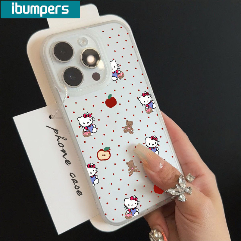 ibumpers Ốp Lưng IPhone Gấu Dễ Thương Hello Kitty Họa Tiết Ốp Điện Thoại Trong Suốt Nhám Mờ TPU Mỏng Chống Sốc Chống Bẩn Cho IPhone 16 15 14 12 13 11 Pro Max IP 7 8 Plus X XS XR