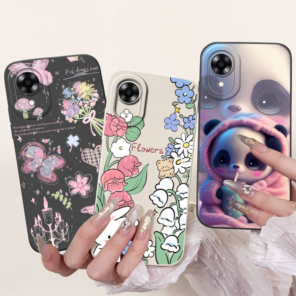 Ốp lưng Oppo A17 CPH2477 A17k CPH2471 Hoa Bướm Thẩm Mỹ Thời Trang Mèo Dễ Thương Bé Gái Ốp lưng Oppo A17k Chống Sốc