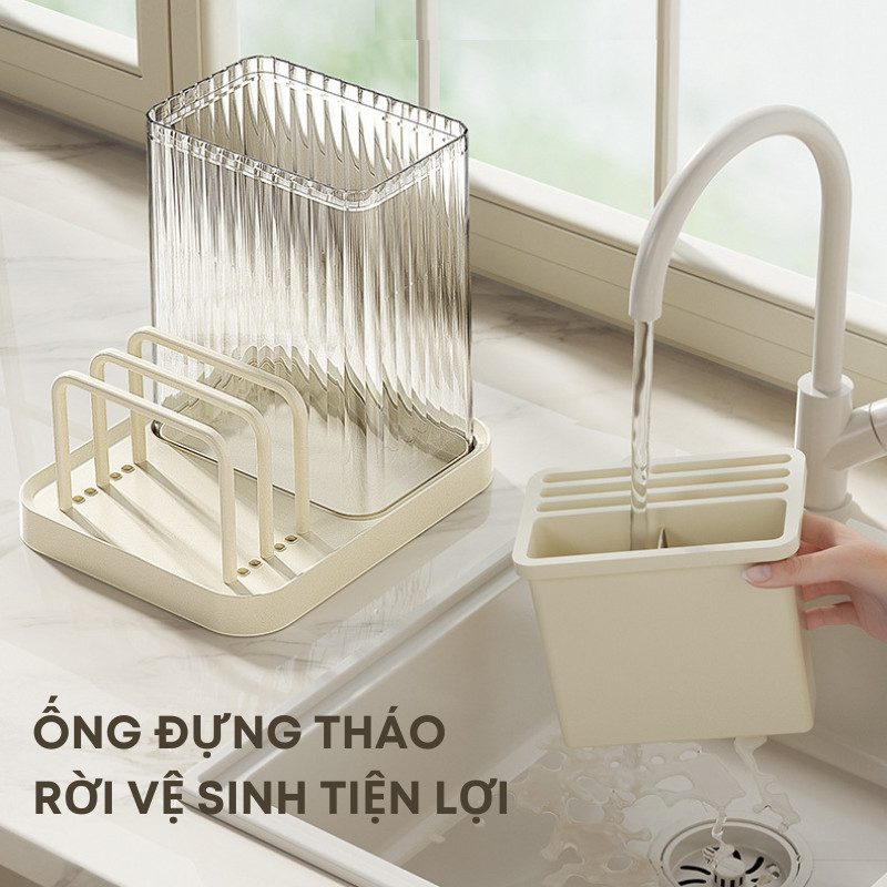 Hộp Đựng Dao Kéo, Kệ Đựng Dao Thớt Phòng Bếp KooBee Có Khay Thoát Nước Thông Minh | 197