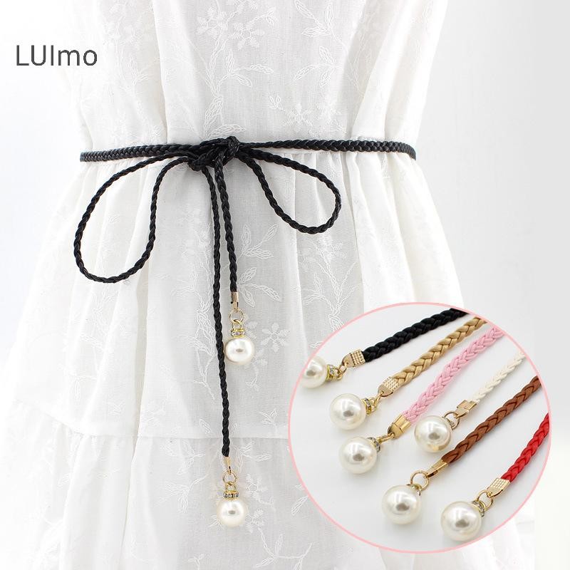 Thắt lưng thun nữ LUImo có trang trí ngọc trai mô phỏng, SBS 60-100 cm