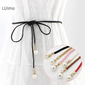 Thắt lưng thun nữ LUImo có trang trí ngọc trai mô phỏng, SBS 60-100 cm