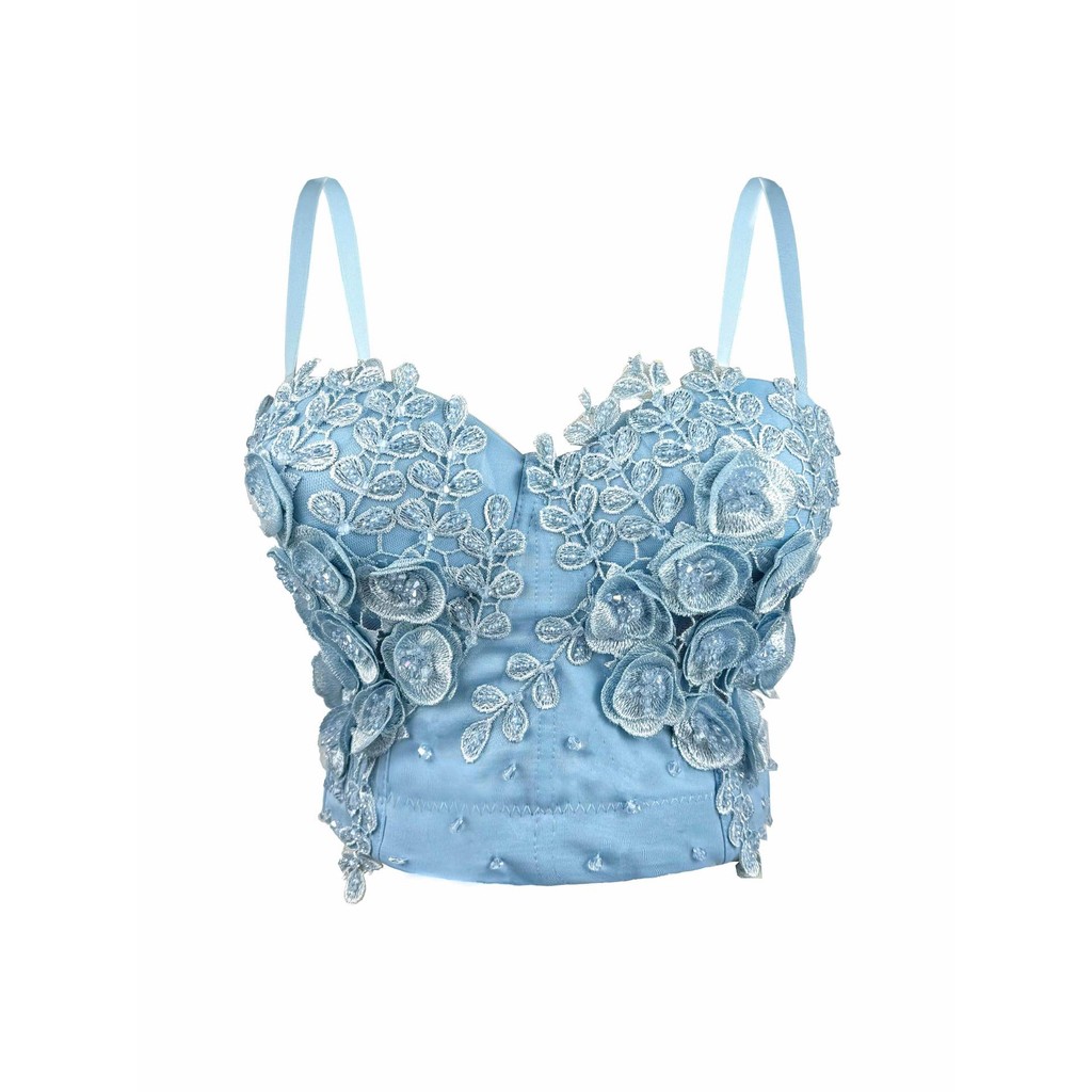 Pure Desire Phong Cách Ren Sling Cảm Giác Cao Cấp Siêu Ngắn Slim-fit Cánh Hoa Nữ Eo Hẹp Xuân Hè Xương Cá Corset Mặc Ngoài