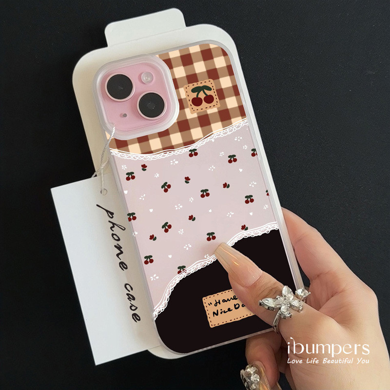ibumpers Ốp Điện Thoại iPhone Hình Gấu Ca Rô Phong Cách Nữ Tính Với Dây Vhuyền Treo Hình Gấu Lông Tơ Ốp Lưng Trong Suốt Nhám Mờ Chống Bẩn Chống Sốc Cho IPhone 16 15 14 12 13 11 Pro Max IP 7 8 Plus X XS XR