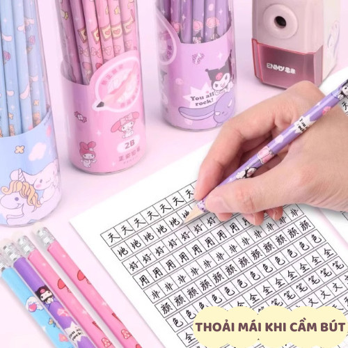 Gọt bút chì quay tay hot trend - Hộp 30 bút chì, tẩy chì thỏ dễ thương cho bé