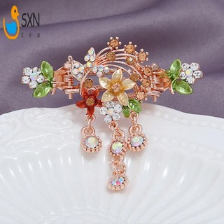 Hoa Lạ Mắt Vuốt Tóc Hàm Kẹp Pha Lê Chống Trơn Trượt Vintage Kẹp Tóc Với Kim Cương Giả Mặt Dây Chuyền Hàm Kẹp Barrette Phụ Kiện Dành Cho Nữ Cô Gái