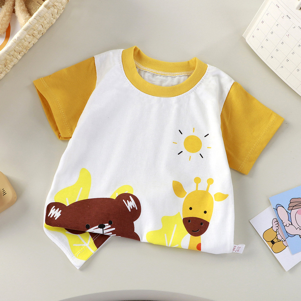Trẻ Em Mùa Hè Cotton Nguyên Chất Áo Thun Ngắn Tay Bé Trai Bé Gái Hoạt Hình In Hình Top Thoáng Khí Rời Phong Cách Thường Ngày 8O-140 Kích Thước​ Te6w