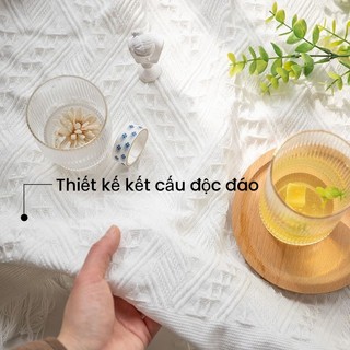 Khăn Trải Bàn Cotton Cao Cấp 90*90cm, Dệt 3D, Dày Dặn Phong Cách Hiện Đại và Bắc Âu