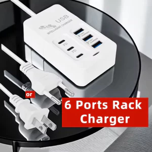 6 Trong 1 USB Sạc Nhanh PD Loại C 35W Sạc Nhanh Điện Thoại Di Động Sạc Nguồn USB Hub Adapter 6 Cổng EU US Cắm