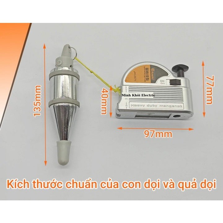Quả dọi có từ tính Asaki 3m và 6m,quả dọi từ tự động Asaki AK-2571 và AK-2572,quả rọi từ lập lòn,lập loong nam châm,lập